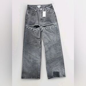 Black wash Embellished Women's Jeans